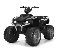 COSTWAY Quad Électrique 12V pour Enfants 3-7 Ans, avec Lumière, Musiques et Histoires, 104x67x74cm, pour Différents Terrains, Noir