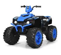 COSTWAY Quad Électrique 12V pour Enfants 3-7 Ans, avec Lumière, Musiques et Histoires, 104x67x74cm, pour Différents Terrains, Bleu