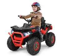 COSTWAY Quad Électrique 12V pour Enfants 3+ Ans, avec LED et Musique, 4 Roues Antidérapantes, pour Différents Terrains, Rouge