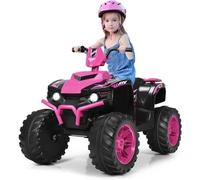 COSTWAY Quad Électrique 12V pour Enfants, avec Lumière, Musiques et Histoires, 104x67x74 cm, pour Différents Terrains, 3-7 Ans,