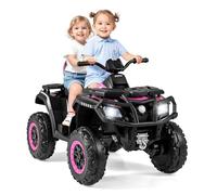 COSTWAY Quad Électrique Enfants 24V avec 4 Moteurs, Voiture Électrique Enfants 2 Places avec Lumières LED, Musique, Marche Avant/Arrière, Frein, 2 Vitesses 3-8 km/h, Charge 59 kg, pour 3-8 Ans (Rose)