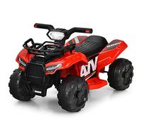 COSTWAY Quad Électrique Enfants avec 4 Roues Antidérapantes, Voiture Électrique Enfants avec Musique, Klaxon, Lumière LED, Guidon Lisse, Boîte de Rangement, Charge 20 KG 18-36 Mois (Rouge)