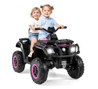 COSTWAY Quad Electrique pour Enfants 24V 7Ah avec 2 Places, 4 Roues, 4 Moteurs, LED, Musique, Klaxon, Démarrage Progressif Rose