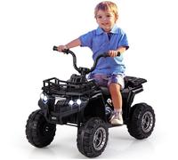 COSTWAY Quad Electrique pour Enfants 6V 4,5AH avec 4 Roues Antidérapantes, LED, Panier de Rangement, 74 x 45 x 56 cm, Noir