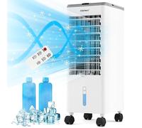 COSTWAY Rafraichisseur d'Air Silencieux 4 EN 1,Climatiseur Mobile sans Évacuation,2.8L,Mini Clim Portable 60W,Minuterie 12H,Ventilateur,Humidificateur,Climatiseur Faible Conso (Gris)