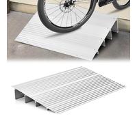 COSTWAY Rampe de Seuil de Porte de 10,5cm avec Hauteur Réglable, Rampes de Trottoir en Aluminium Surface Antidérapante Charge 317KG, pour Fauteuils Roulants, Déambulateurs, Scooters