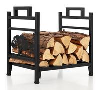 COSTWAY Range Bûches Cheminée, Porte Bûches en Métal | Pieds Surélevés, Pieds Réglables, Poignée, Rangement Bois Chauffage Intérieur Extérieur pour Poêle, Foyer, 44 x 33 x 38 CM