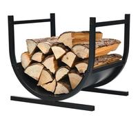 COSTWAY Range-bûches Intérieur pour Bois de Cheminée en Métal en Forme de U 43 x 37 x 39,5 cm avec Poignées Charge 30 kg Extérieur