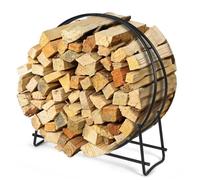 COSTWAY Range- Bûches pour Bois de Chauffage Métallique 95 x 33 x 104 cm Conception Ouverte Profil Double-circulaire Charge 200kg