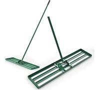COSTWAY Râteau de nivellement en métal, outil pour gazon avec poignée ergonomique, nivellement du sable du sol, Levelingrake racleur de surface Vert 91x25cm
