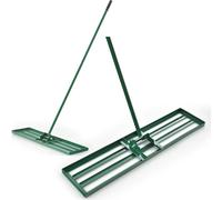 COSTWAY Râteau de nivellement en métal, outil pour gazon avec poignée ergonomique, nivellement du sable du sol, Levelingrake racleur de surface Vert 106x25cm
