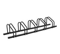 COSTWAY Râtelier 5 Vélo, Support de Rangement Vélo en Acier Revêtu, Fixation au Sol ou au Mur pour Extérieur et Intérieur, 150 x 32,5 x 26 cm, pour VTT, Vélo de Course, Vélo d’Enfant (Noir)