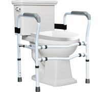 COSTWAY Relève-personne WC réglable en hauteur, appui WC avec accoudoirs sans accoudoirs, barre d'appui WC antidérapante pour personnes âgées & handicapées jusqu'à 136kg, 48 x 65 x 84 cm