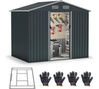 COSTWAY Remise à outils, abri de jardin en métal avec toit à une pente, portes coulissantes, 4 vannes d'air & base au sol, abri de jardin, garage à vélos 235x171x196cm