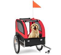 COSTWAY Remorque de vélo pour Chien - Charge maximale : 40 kg - pour Chiens de Petite et Moyenne Taille - Solide - avec 8 réflecteurs - Oxford (Rouge)