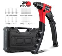 COSTWAY Riveteuse à Main avec 200 Rivets 4 Embouts de Rivets Interchangeables 2,4 mm, 3,2 mm, 4 mm et 4,8 mm Mallette de Rangement