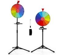 COSTWAY Roue de la fortune 16", roue de la fortune à tourner, roue tournante jouet avec porte-crayon, jeux de roue réglable en hauteur, jeux de mots φ40cm