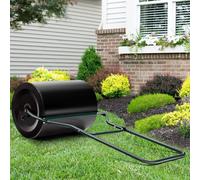 COSTWAY Rouleau à gazon 60L, Rouleau manuel avec poignée en U, Rouleau de jardin Ø 40CM, remplissable d'eau/sable, Tambour pour usage intensif avec bouchon de vidange amovible, Tambour Rouleau à gazon