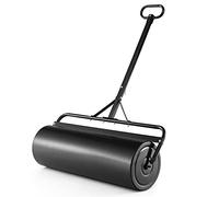 COSTWAY Rouleau à Gazon de Jardin en Métal 63L Largeur 90 cm, Rouleau de Pelouse Ø 30 CM avec Poignée de Préhension Détachable, Rempli d'eau/Sable, pour Obtenir Pelouse Uniforme (Noir)