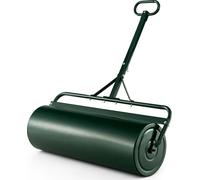 COSTWAY Rouleau à gazon en métal 113 L, Rouleau manuel avec poignée, Rouleau de jardin Ø 40CM, remplissable avec eau/sable, Rouleau à gazon, Tambour Rouleau à gazon, Vert