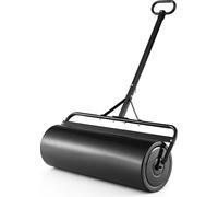 COSTWAY Rouleau à gazon en métal 63 L, Rouleau manuel avec poignée, Rouleau de jardin Ø 30CM, remplissable d'eau/sable, Rouleau à herbe pour charges lourdes, Rouleau à gazon pour pelouse plane, jardin