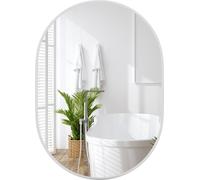 COSTWAY Runway Miroir de salle de bain ovale, 70,5 x 50,5 cm, miroir de maquillage avec film incassable, vis d'extension, supports muraux