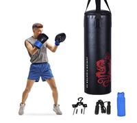 COSTWAY Sac de Frappe Boxe Enfants 2 Gants,Corde à Sauter,Crochet de Plafond,Sac de Transport Sac Pré-rempli pour MMA, Kickboxing