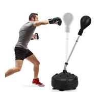COSTWAY Sac de Frappe sur Pied Réglable avec Base Lestée | Punching Ball de Boxe avec Gants et Ventouses pour Enfants et Adultes
