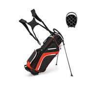 COSTWAY Sac de Golf avec 14 Compartiments Séparés, Sac de Club de Golf Portable avec 6 Poches Zippées Comprenant Sac Isotherme Capuche Anti-Pluie Double Sangle, Sac Léger (Rouge)
