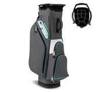 COSTWAY Sac de Golf avec 14 Compartiments sur Le Dessus, Sac de Rangement Portable pour Club de Golf avec Poche Isotherme Bandoulière Réglable Housse de Pluie et Porte-Parapluie (Gris)