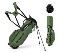COSTWAY Sac de Golf Léger avec 8 Compartiments Supérieurs et 5 Poches Zippées, Sac de Club de Golf Portable avec Bandoulière Réglable Housse de Pluie et Porte-Parapluie pour Femmes/Hommes (Vert)