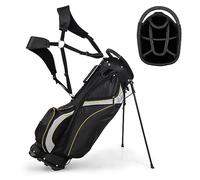 COSTWAY Sac de Golf Trépied à 8 Voies, Sac de Transport pour Golf avec 7 Poches Zippées Sac Isotherme Cappuccio Antipioggia Double Sangle Manici de Transport, pour Club de Golf Vacances