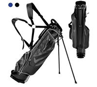 COSTWAY Sac de Golf Trépied à Compartiments à 4 Voies, Sac de Transport pour Golf avec 4 Poches Zippées Sac Isotherme Bandoulière Double, pour Club de Golf Vacances (Noir)