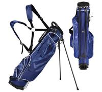 COSTWAY Sac de Golf Trépied à Compartiments à 4 Voies, Sac de Transport pour Golf avec 4 Poches Zippées Sac Isotherme Bandoulière Double, pour Club de Golf Vacances (Bleu)