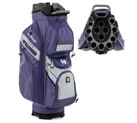 COSTWAY Sac de Golf Trépied avec 14 Compartiments, Fermeture à Glissière 11 Poches Sac Isotherme Sangle Rembourrée Poignées Violet