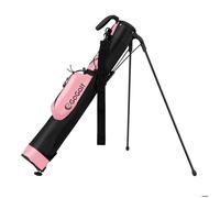 COSTWAY Sac de Golf Trépied avec Support et Sangle, parcours Par 3 et Executive, bandoulière, poche pour femmes et hommes Rose