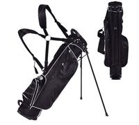 CostwaySac de Golf 9 Multifonctionnel avec Trépied en Polyester avec Sangles 4 Compartiments 17,2 x 25,2 x 79,5 cm Noir