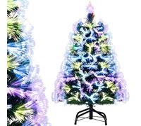 COSTWAY Sapin de Noël à Fibre Optique 95 CM, Sapin Artificiel Pré-éclairé avec 93 Branches, Étoile de Sommet & Pied Métallique Pliable, Arbre Lumineux pour Fêtes de Maison, Bureau, Carnaval