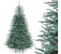 COSTWAY Sapin de Noël Artificiel 213 cm, 775 Branches | Arbre Noël Aspect Épicéa, Branches Mixtes PE PVC, Tronc 3 Sections, Pied Métal Pliable, Déco Maison/Bureau/Boutique