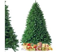 COSTWAY Sapin de Noël Artificiel 225cm 1968 Branches, Matériel PVC Arbre de Noël avec Socle en Métal Décoration de Noël