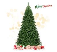 COSTWAY Sapin de Noël Artificiel 225CM Aiguilles en PVC avec 1346 Branches Pied Métallique Solide,pour Maison,Bureau,Magasins Hôtels