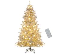 COSTWAY Sapin de Noël Artificiel avec 637 Branches & 250 Lumières LED Blanc Chaud, Arbre de Noël avec 3 Modes d'Éclairage & Télécommande & Minuterie, Décoration pour Maison Bureau Magasins (180cm)