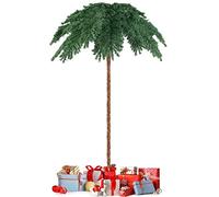 COSTWAY Sapin de Noël Artificiel de 180 cm, Palmier de Noël Pré-Illuminé avec 250 Lumières LED Blanc Chaud, 813 Branches, Structure à Charnière, Support, pour Porche, Maison