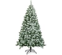 COSTWAY Sapin de Noël Artificiel Enneigé 180CM avec 928 Branches Aiguilles en PVC, Support Métallique Pliable pour Décoration Noël