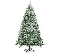 COSTWAY Sapin de Noël Artificiel Enneigé 180CM avec 928 Branches Aiguilles en PVC, Support Métallique Pliable pour Décoration Noël