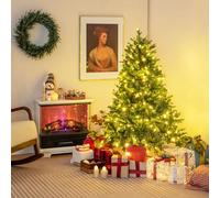 COSTWAY Sapin de Noël Artificiel Pré-éclairé 150 cm, Arbre de Noël 844 Branches, 250 Lumières LED Multicolores et Blanc Chaud, 11 Modes d'Éclairage, à Charnière, pour Maison, Bureau, Fêtes (150 cm)