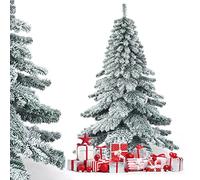 COSTWAY Sapin de Noël Enneigé Artificiel 180cm, Sapin Alaska, 657 Branches, Nouveau Matériau PVC, avec Support Métallique, pour Décoration de Fêtes (180cm)