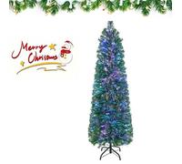 COSTWAY Sapin de Noël Lumineux 150 cm avec Fibre Optique Colorées 361 Branches PVC Forme de Crayon Décoration de Noël pour Maison