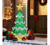 COSTWAY Sapin de Noël Lumineux 157 cm - 34 LEDs Colorées en Forme de Fraise Décoration de Noël pour Extérieur et Intérieur