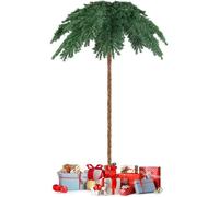 COSTWAY Sapin de Noël Lumineux 180 cm Feuilles Palmier avec 250 Lumières LED Blanc Chaud Base en Métal 813 Branches pour Porche